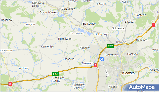 mapa Korytów gmina Kłodzko, Korytów gmina Kłodzko na mapie Targeo