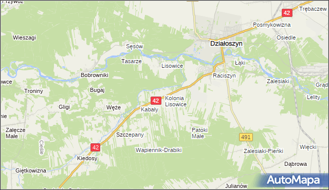 mapa Lisowice-Kolonia, Lisowice-Kolonia na mapie Targeo