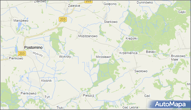 mapa Mirosławin, Mirosławin na mapie Targeo