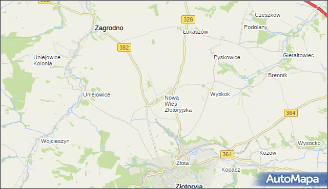 mapa Nowa Wieś Złotoryjska, Nowa Wieś Złotoryjska na mapie Targeo