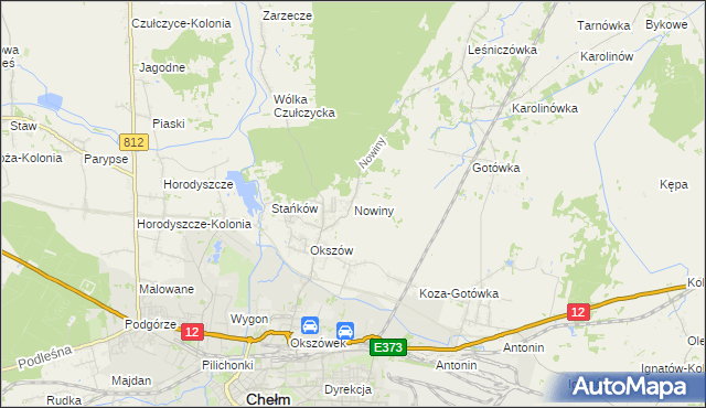 mapa Nowiny gmina Chełm, Nowiny gmina Chełm na mapie Targeo