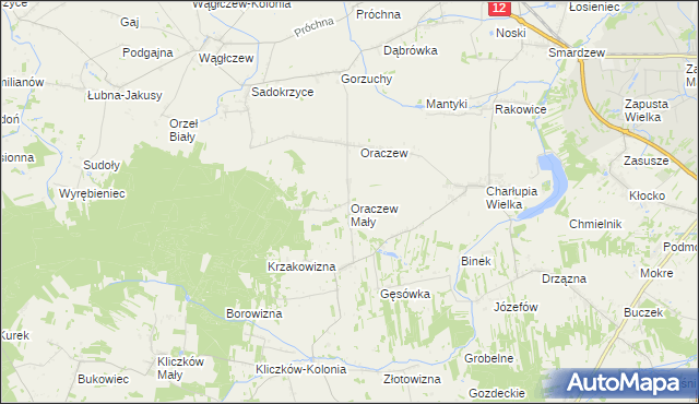 mapa Oraczew Mały, Oraczew Mały na mapie Targeo