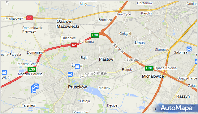 mapa Piastów powiat pruszkowski, Piastów powiat pruszkowski na mapie Targeo