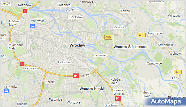 mapa Rakowiec gmina Wrocław, Rakowiec gmina Wrocław na mapie Targeo