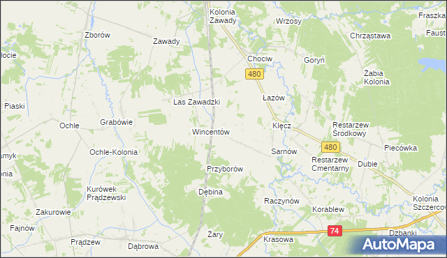 mapa Sewerynów gmina Widawa, Sewerynów gmina Widawa na mapie Targeo