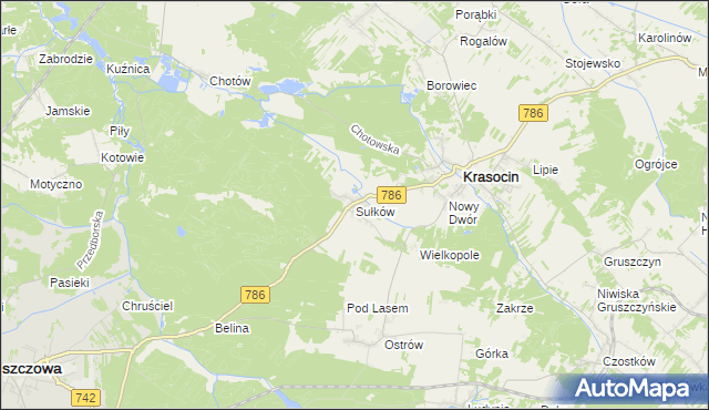mapa Sułków gmina Krasocin, Sułków gmina Krasocin na mapie Targeo
