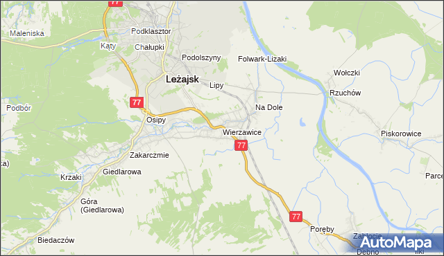 mapa Wierzawice, Wierzawice na mapie Targeo