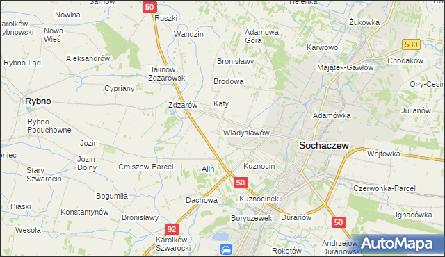 mapa Władysławów gmina Sochaczew, Władysławów gmina Sochaczew na mapie Targeo