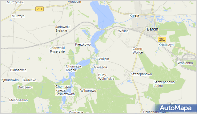mapa Wójcin gmina Żnin, Wójcin gmina Żnin na mapie Targeo