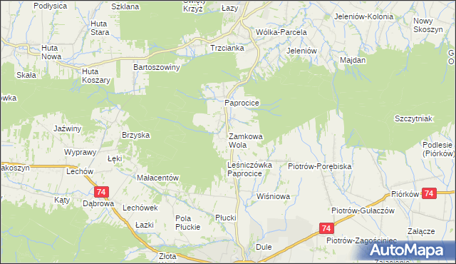 mapa Zamkowa Wola, Zamkowa Wola na mapie Targeo