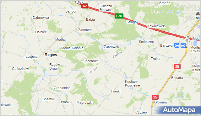 mapa Zarzew gmina Rzgów, Zarzew gmina Rzgów na mapie Targeo