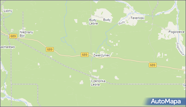 mapa Zwierzyniec gmina Białowieża, Zwierzyniec gmina Białowieża na mapie Targeo