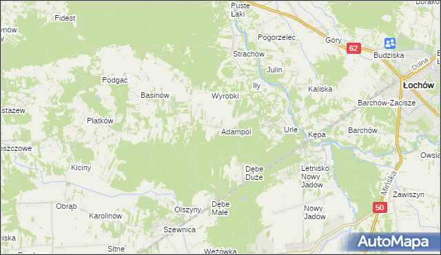 mapa Adampol gmina Jadów, Adampol gmina Jadów na mapie Targeo