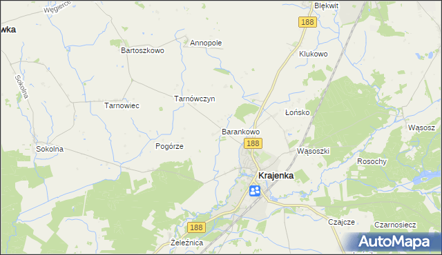 mapa Barankowo, Barankowo na mapie Targeo