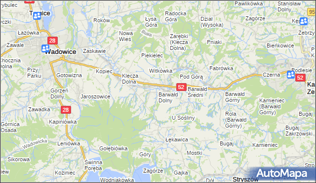 mapa Barwałd Dolny, Barwałd Dolny na mapie Targeo
