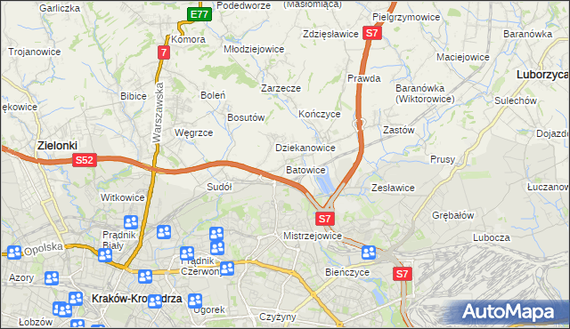 mapa Batowice, Batowice na mapie Targeo