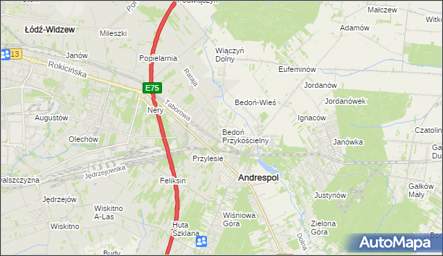 mapa Bedoń Przykościelny, Bedoń Przykościelny na mapie Targeo