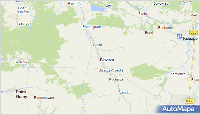 mapa Biszcza, Biszcza na mapie Targeo