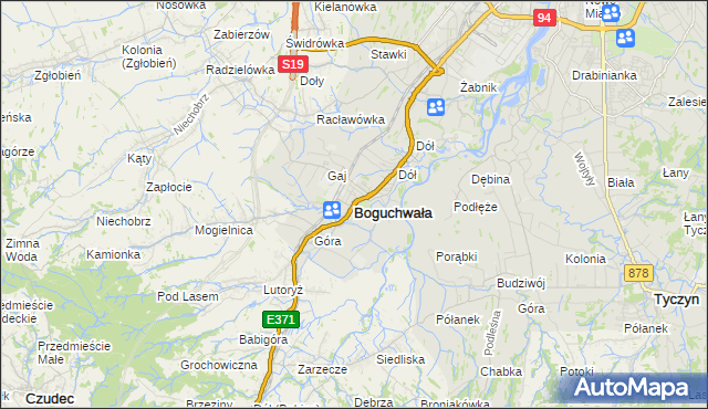 mapa Boguchwała powiat rzeszowski, Boguchwała powiat rzeszowski na mapie Targeo