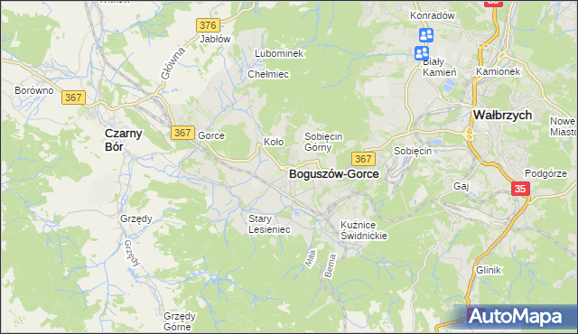 mapa Boguszów-Gorce, Boguszów-Gorce na mapie Targeo