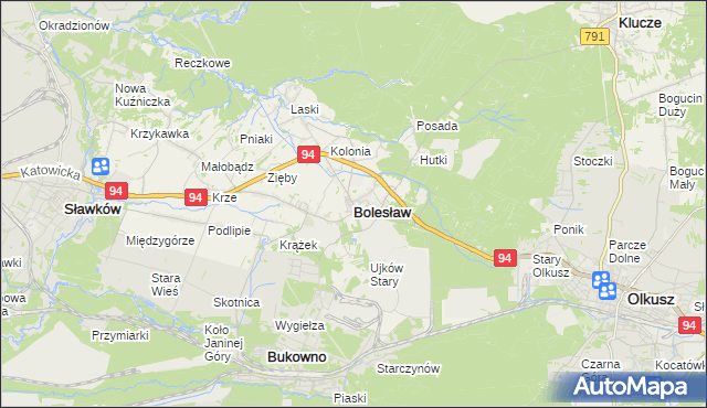 mapa Bolesław powiat olkuski, Bolesław powiat olkuski na mapie Targeo
