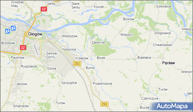 mapa Borek gmina Głogów, Borek gmina Głogów na mapie Targeo