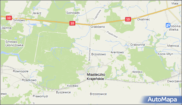 mapa Brzostowo gmina Miasteczko Krajeńskie, Brzostowo gmina Miasteczko Krajeńskie na mapie Targeo