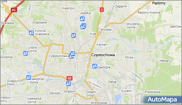 mapa Częstochowy, Częstochowa na mapie Targeo