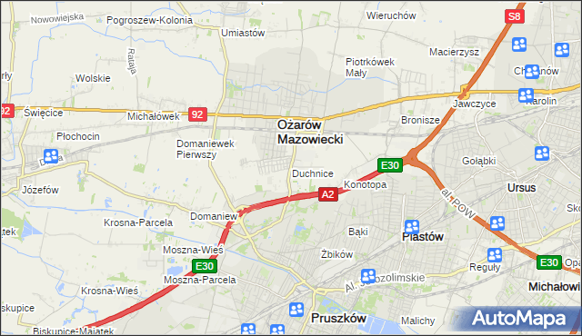 mapa Duchnice, Duchnice na mapie Targeo