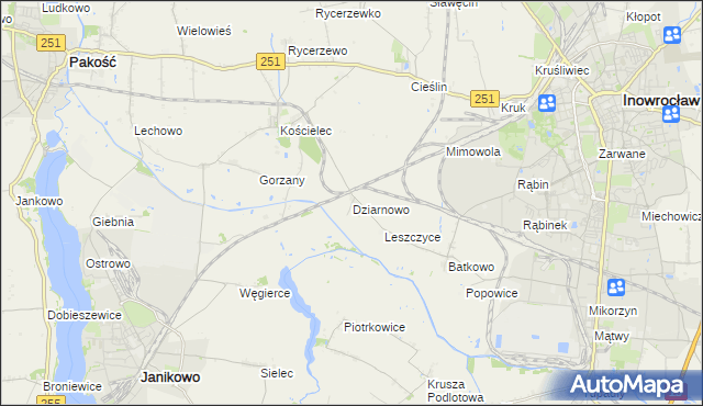 mapa Dziarnowo gmina Pakość, Dziarnowo gmina Pakość na mapie Targeo
