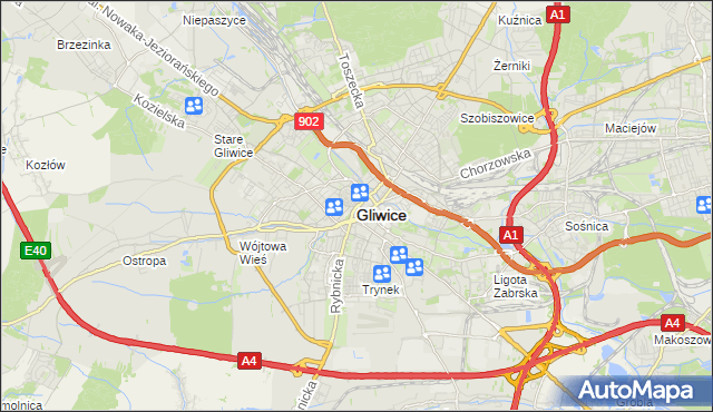 mapa Gliwic, Gliwice na mapie Targeo