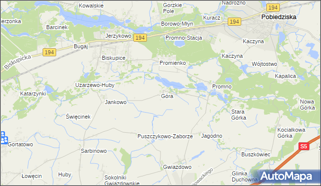 mapa Góra gmina Pobiedziska, Góra gmina Pobiedziska na mapie Targeo