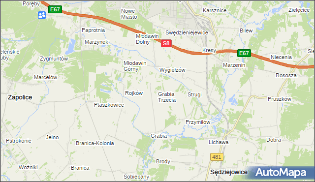 mapa Grabia Trzecia, Grabia Trzecia na mapie Targeo