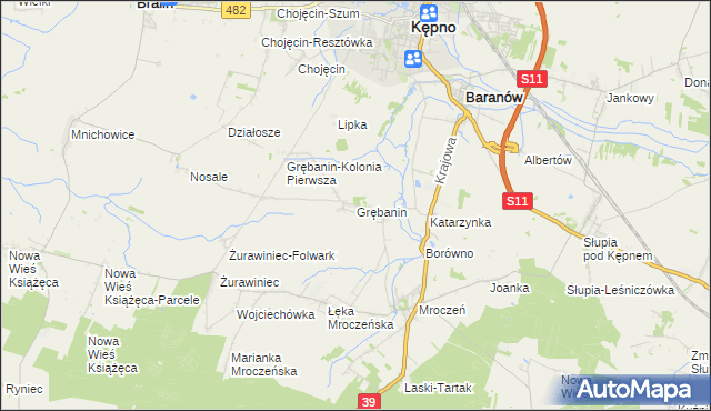 mapa Grębanin, Grębanin na mapie Targeo