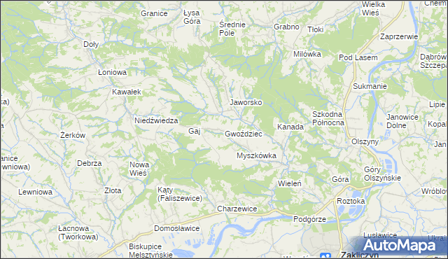 mapa Gwoździec gmina Zakliczyn, Gwoździec gmina Zakliczyn na mapie Targeo