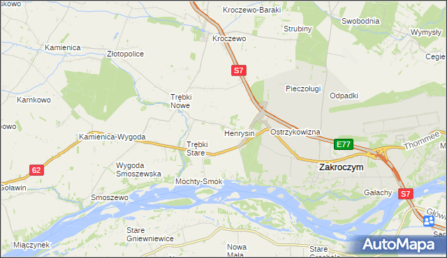 mapa Henrysin gmina Zakroczym, Henrysin gmina Zakroczym na mapie Targeo