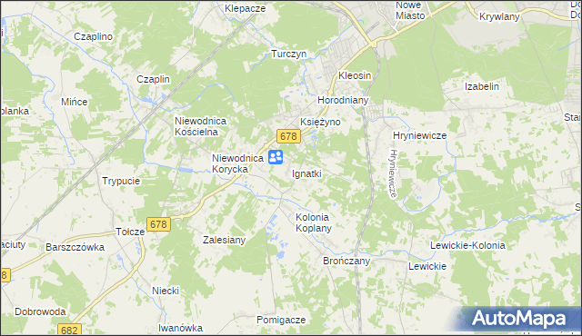 mapa Ignatki gmina Juchnowiec Kościelny, Ignatki gmina Juchnowiec Kościelny na mapie Targeo