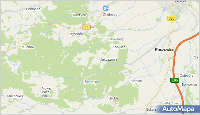 mapa Jakuszowa, Jakuszowa na mapie Targeo