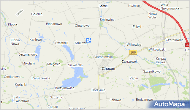 mapa Jarantowice gmina Choceń, Jarantowice gmina Choceń na mapie Targeo