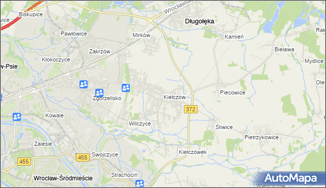 mapa Kiełczów, Kiełczów na mapie Targeo