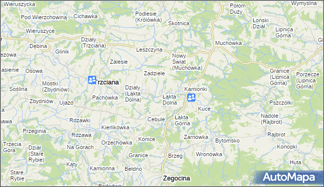 mapa Łąkta Dolna, Łąkta Dolna na mapie Targeo