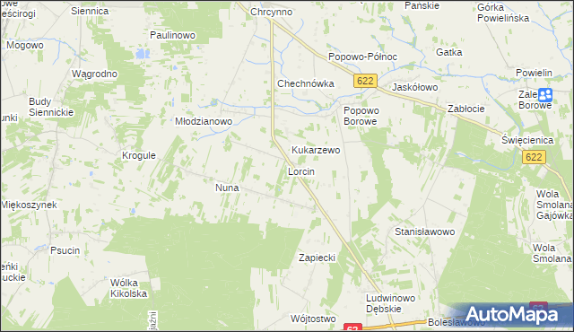 mapa Lorcin gmina Nasielsk, Lorcin gmina Nasielsk na mapie Targeo