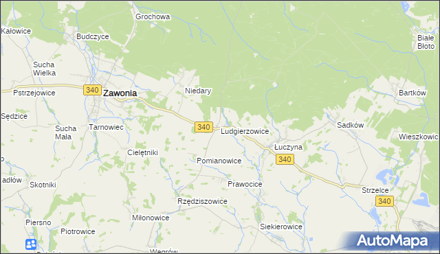 mapa Ludgierzowice, Ludgierzowice na mapie Targeo