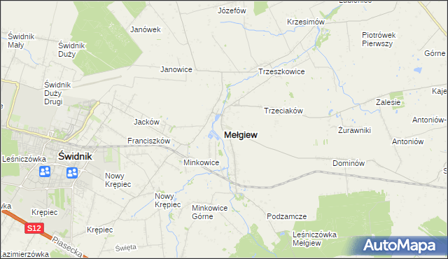 mapa Mełgiew, Mełgiew na mapie Targeo