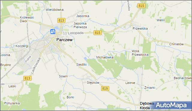 mapa Michałówka gmina Parczew, Michałówka gmina Parczew na mapie Targeo