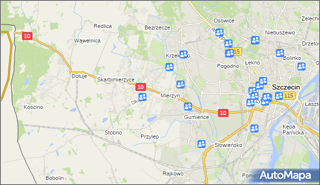 mapa Mierzyn gmina Dobra (Szczecińska), Mierzyn gmina Dobra (Szczecińska) na mapie Targeo