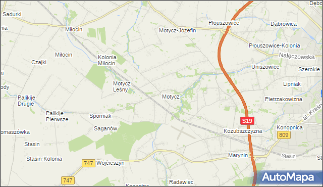 mapa Motycz, Motycz na mapie Targeo