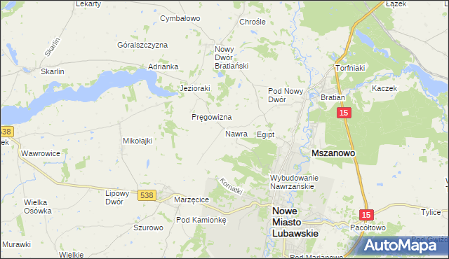 mapa Nawra gmina Nowe Miasto Lubawskie, Nawra gmina Nowe Miasto Lubawskie na mapie Targeo