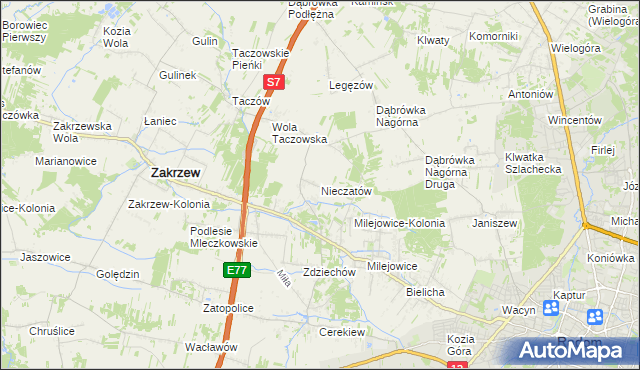 mapa Nieczatów, Nieczatów na mapie Targeo