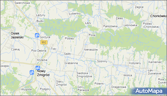 mapa Nienaszów, Nienaszów na mapie Targeo